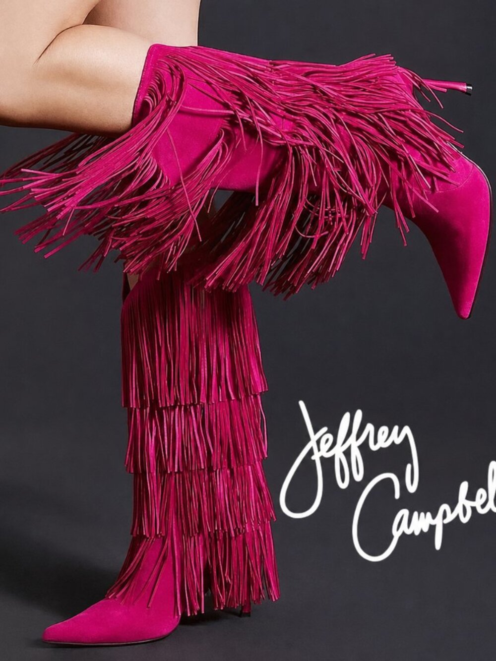 💋OBSESSED!💋 Genuine Leather Wildhorse Fringe Stiletto Boots in Fuchsia